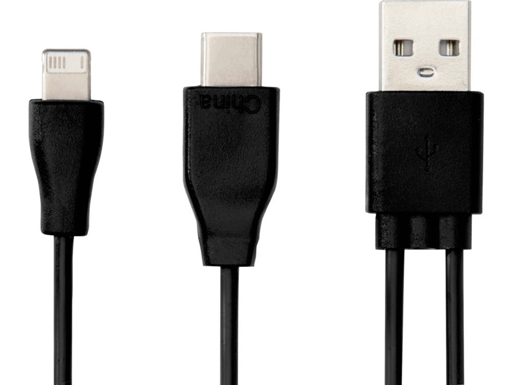 Двусторонний кабель для зарядки Ario 3-в-1 в тканевой оплетке, черный