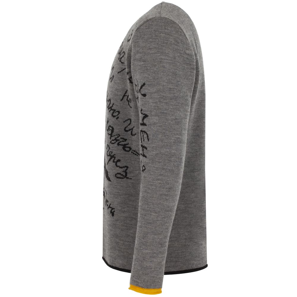 Джемпер «Цитаты. Хармс. Работа» — пример нанесения логотипа (Ловец слов) | Print Logo