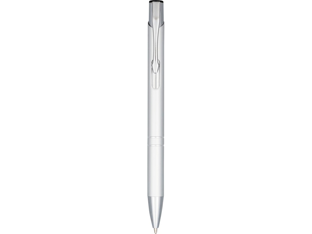 Кнопочная шариковая ручка Moneta из анодированного алюминия, черные чернила, серебристый