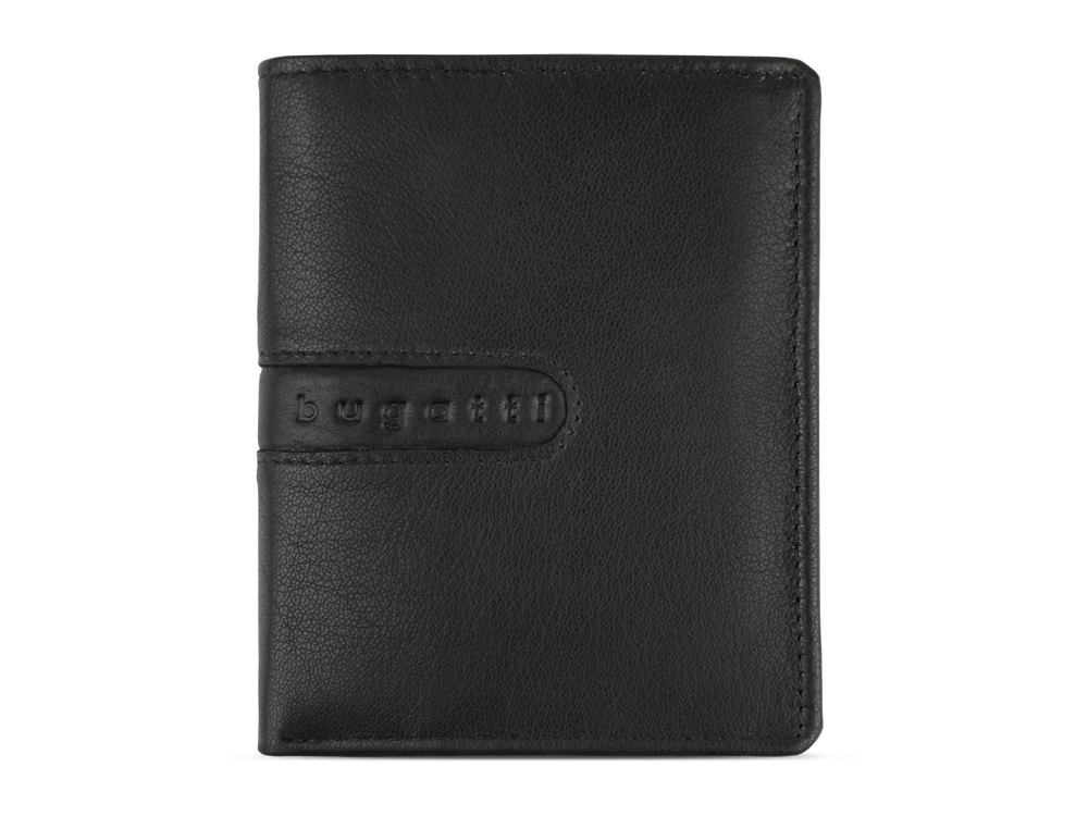 Портмоне BUGATTI Bomba, с защитой данных RFID, чёрное, кожа/полиэстер, 10х2х12,5 см