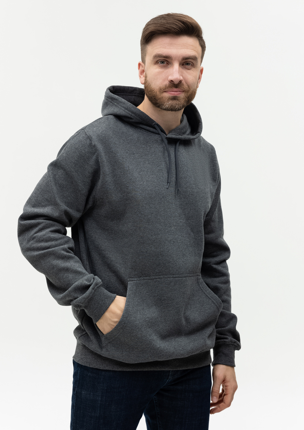 Худи унисекс STAN футер с начёсом 260, 20, Тёмный меланж,  (60/1)  (42/XXS)