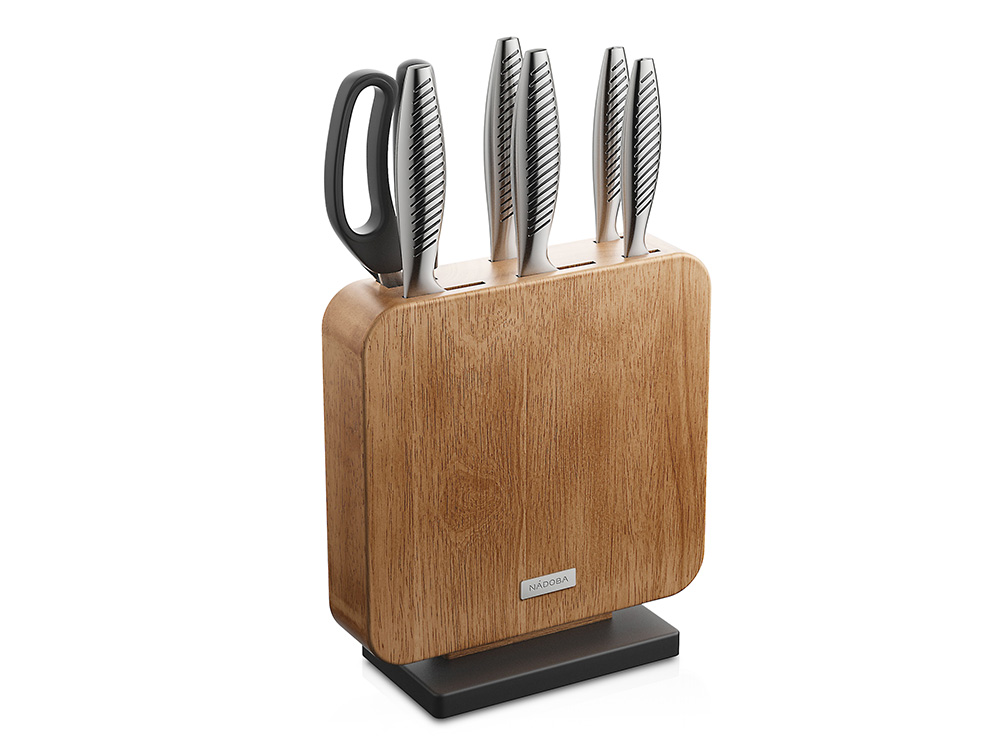 Набор из 5 кухонных ножей, ножниц и блока для ножей VERA с логотипом Nadoba | Print Logo