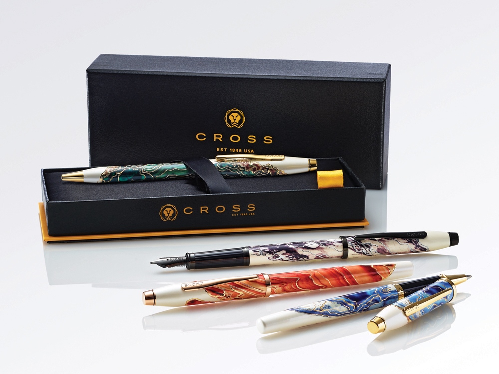 Перьевая ручка Cross Wanderlust Borneo, перо тонкое F, белый, зеленый