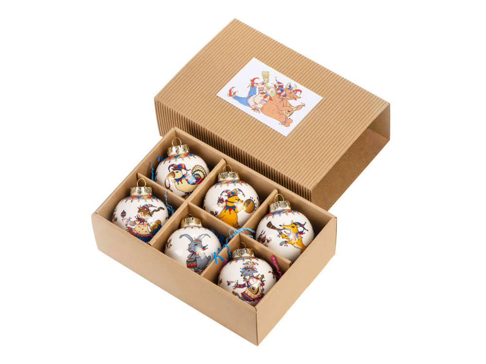 Набор новогодних шаров Зимние узоры — пример нанесения логотипа () | Print Logo