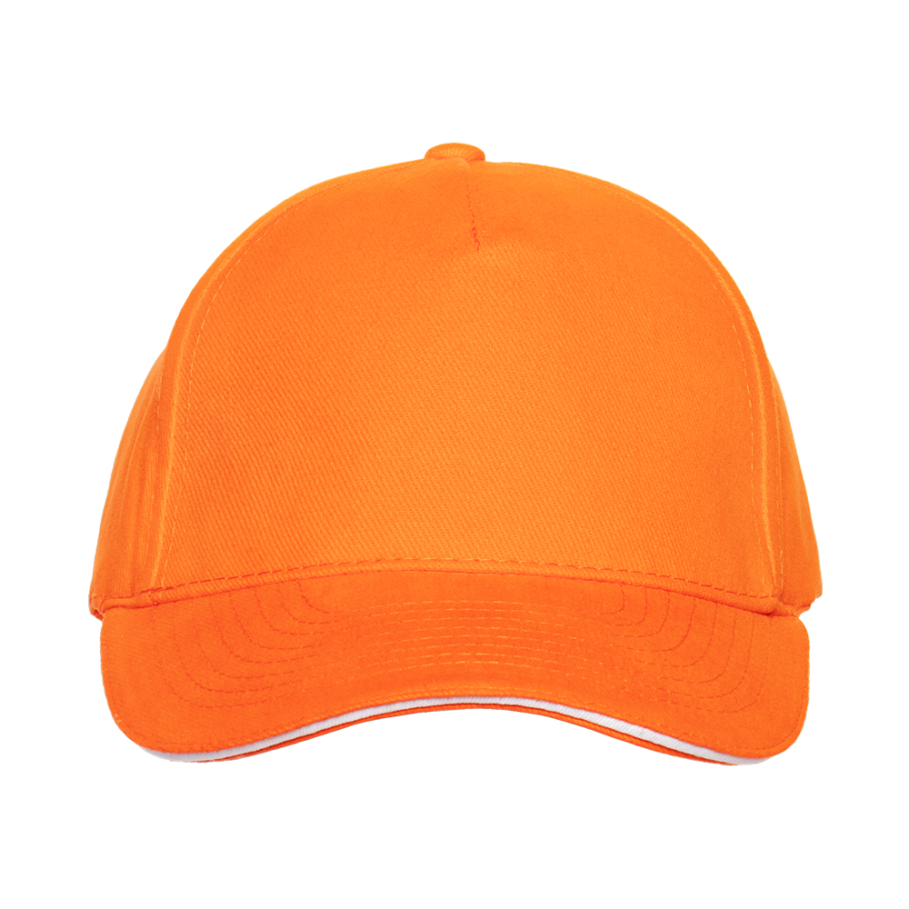 Бейсболка с кантом STAN 5 клиньев хлопок 280, 11K, Оранжевый,  (28/1)  (56-58/ONE SIZE)