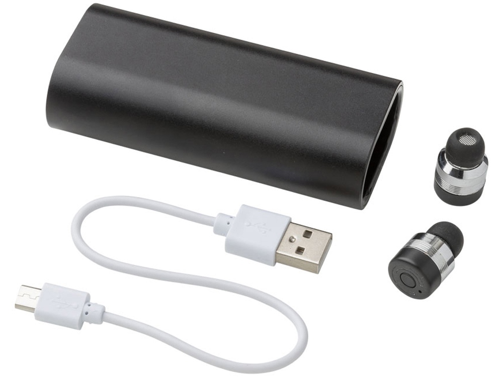 Металлические беспроводные наушники с чехлом пауэрбанк