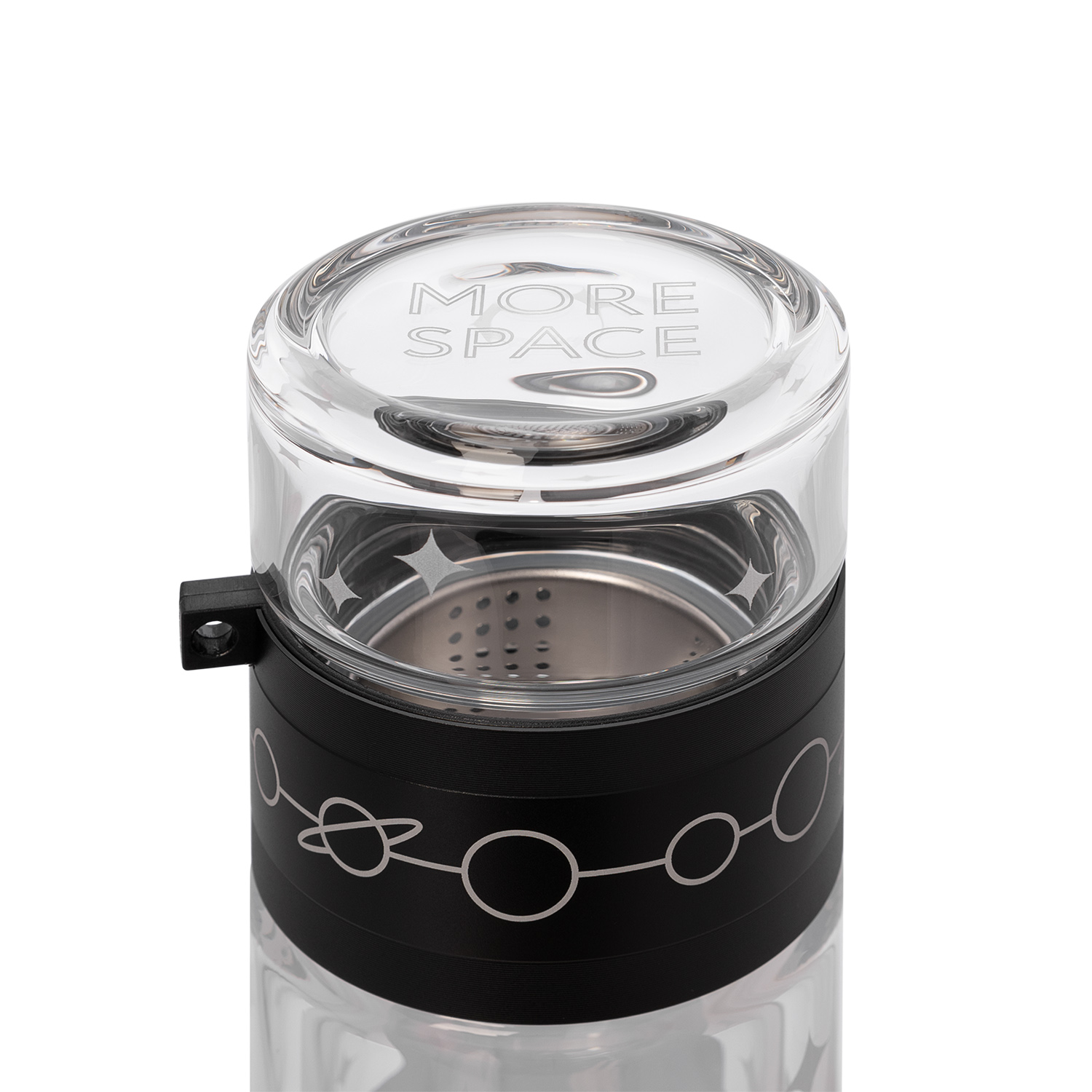 Бутылка стеклянная с двойными стенками Terso, черная SPACE — пример нанесения логотипа (Маркетинговая поддержка) | Print Logo