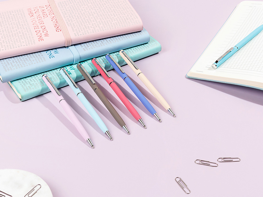 Ручка шариковая автоматическая BrunoVisconti® PALERMO цвет корпуса красный коралловый, soft-touch, 0.7 мм