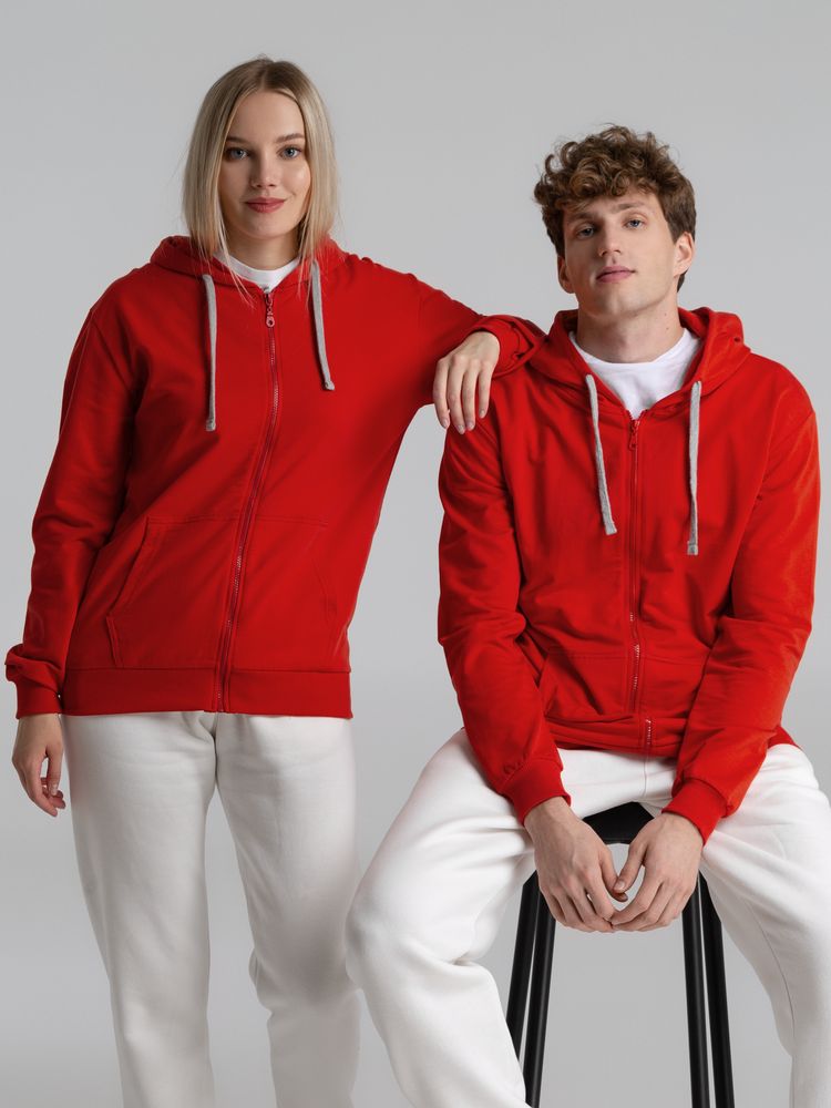 Толстовка на молнии с капюшоном Unit Siverga красная, размер 4XL