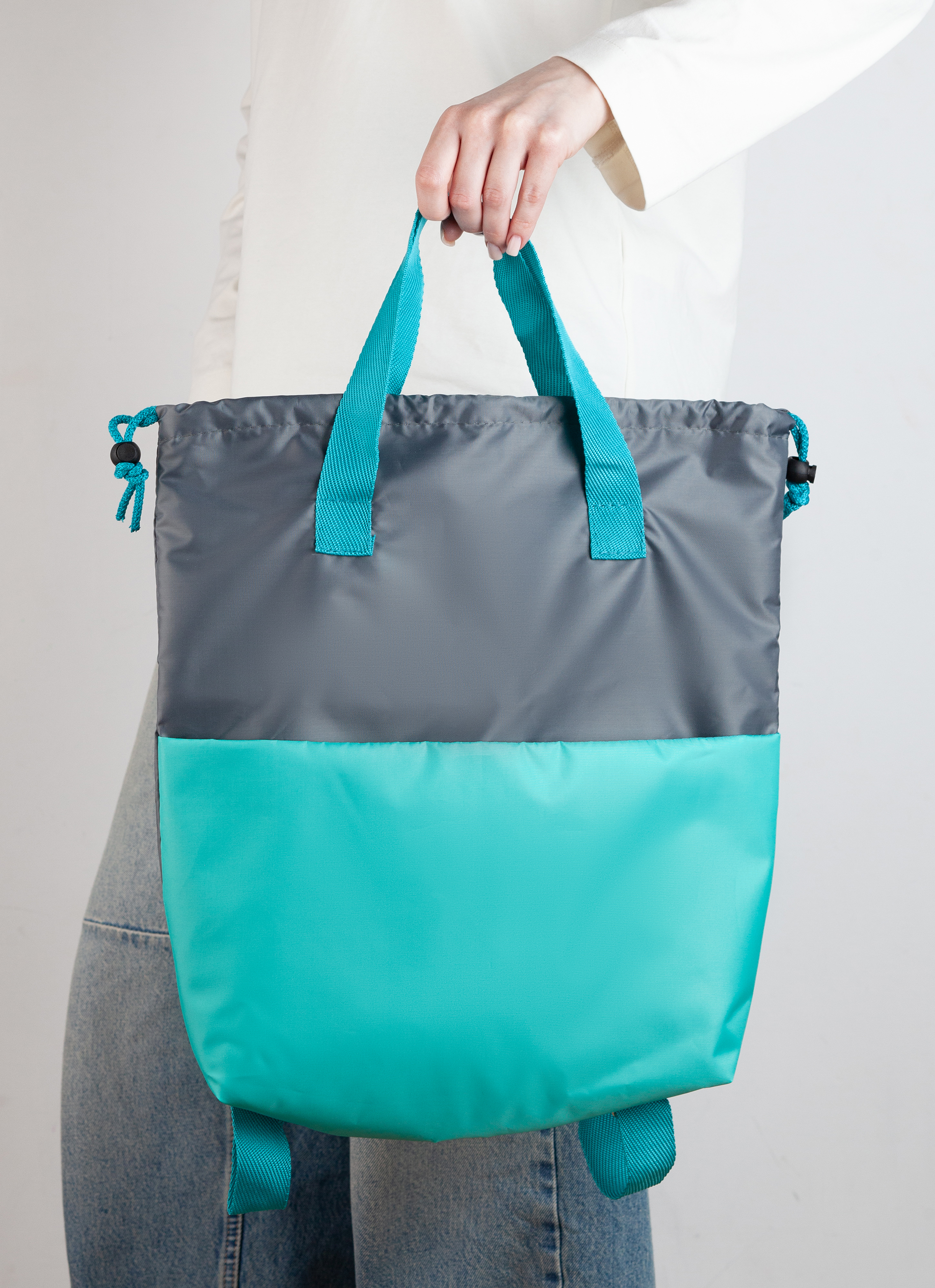 Сумка-рюкзак "Carry", серый с бирюзовым, серый с бирюзовым