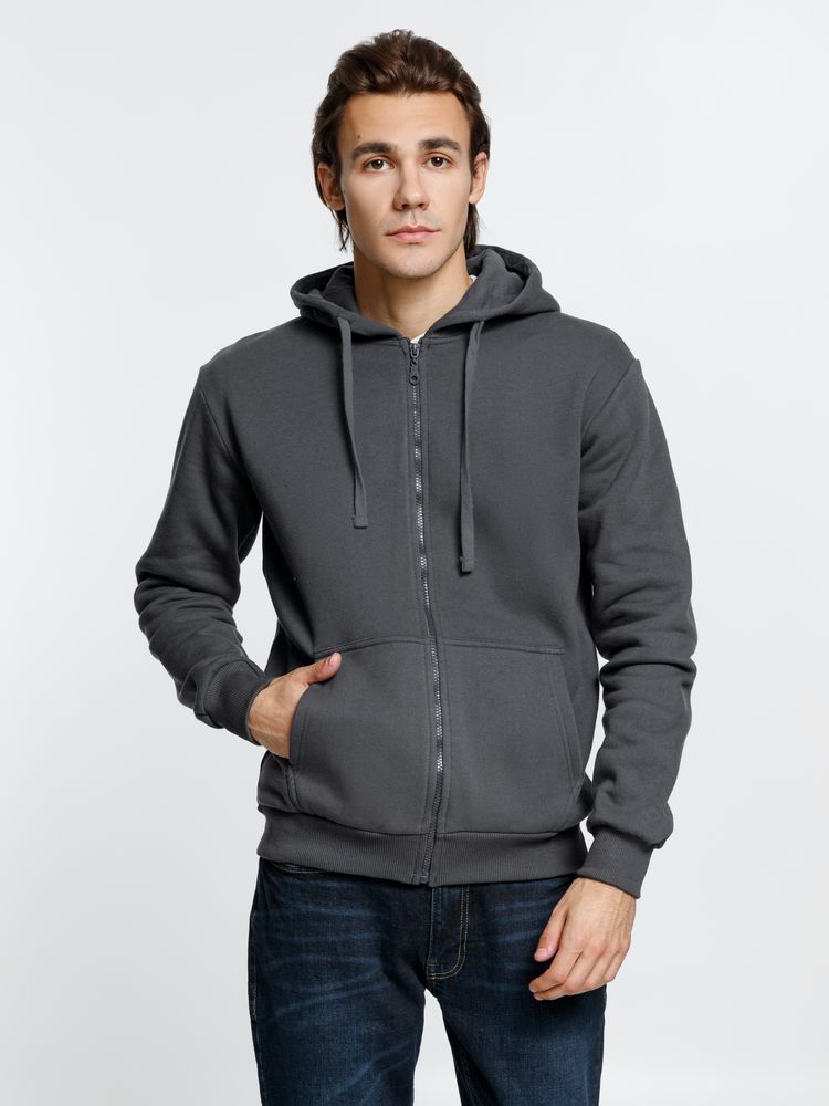Толстовка на молнии с капюшоном Siverga Heavy 2.0, темно-серая (графит), размер XXL