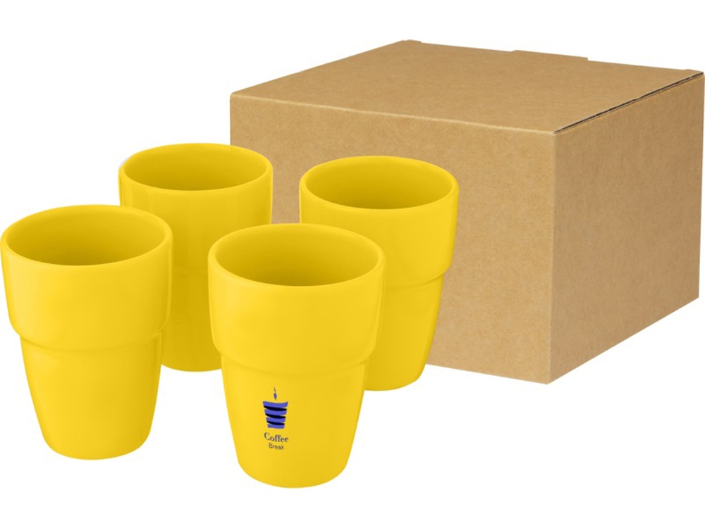 Staki подарочный набор из 4 кружек объемом 280 мл, которые устанавливаются друг на друга, желтый