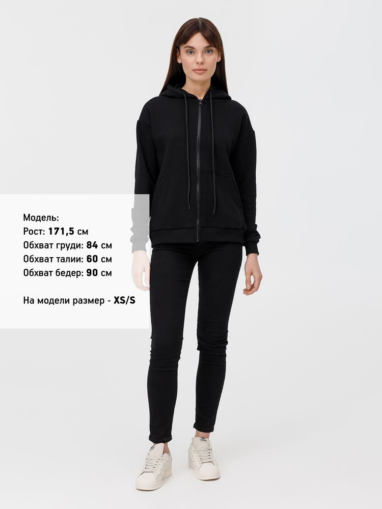 Толстовка унисекс оверсайз на молнии Zippy Terry, черная, размер XL/XXL