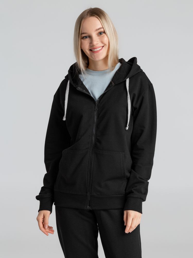 Толстовка на молнии с капюшоном Unit Siverga черная, размер L