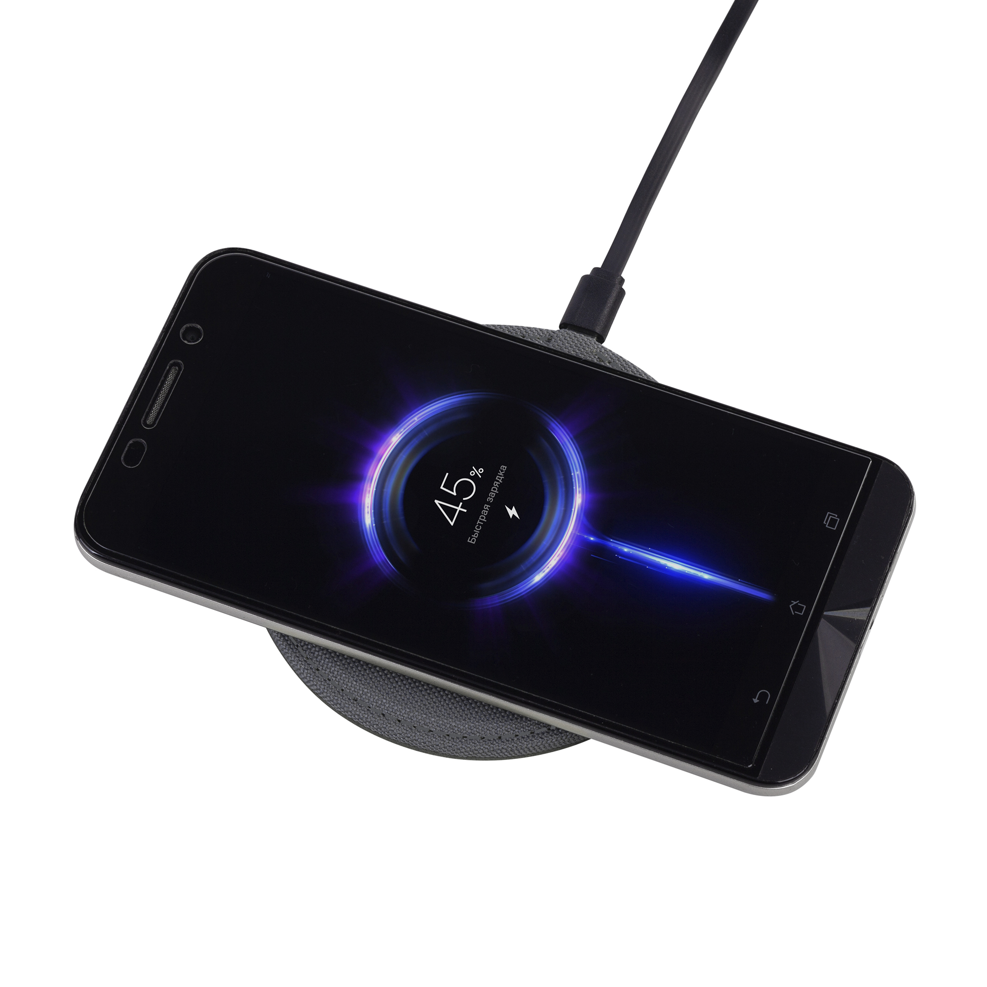 Настольное беспроводное зарядное устройство "Cool Gray", переработанный пластик (RPET) фото на сайте Print Logo.