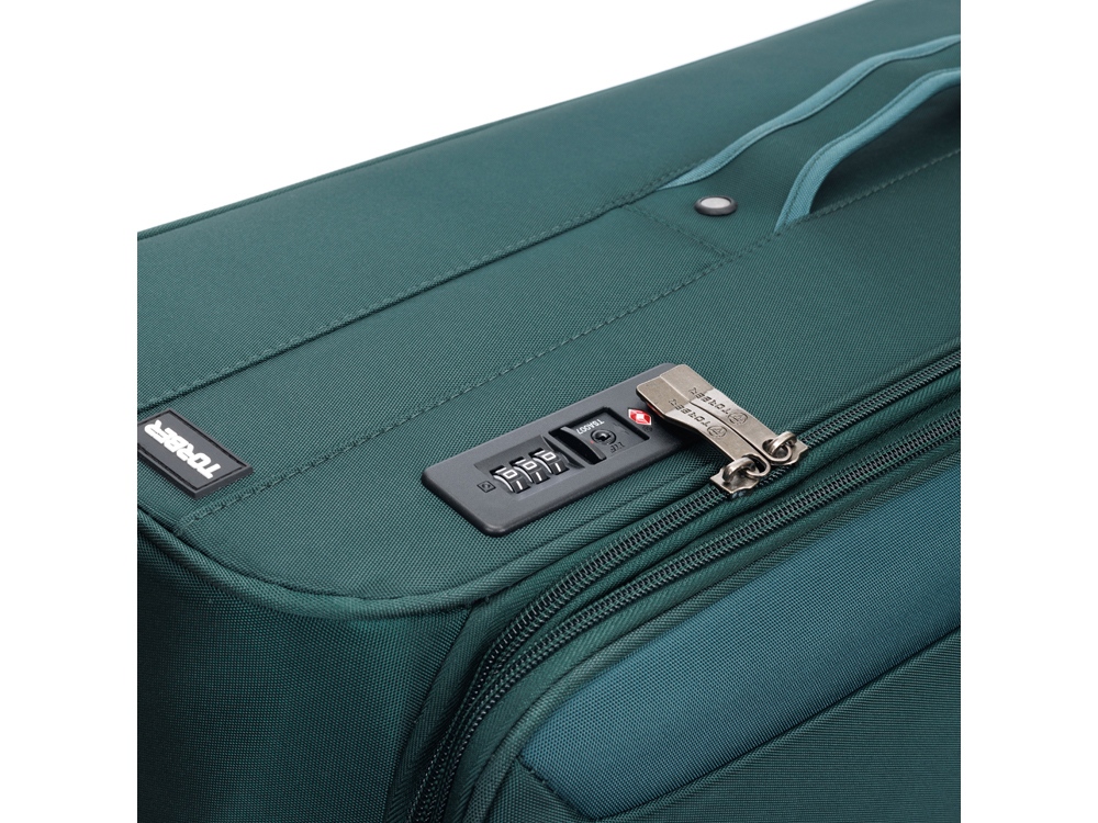 Чемодан TORBER СЕЙД, тёмно-зелёный, нейлон 600D, 48 х 26,5 х 78 см, 85 л