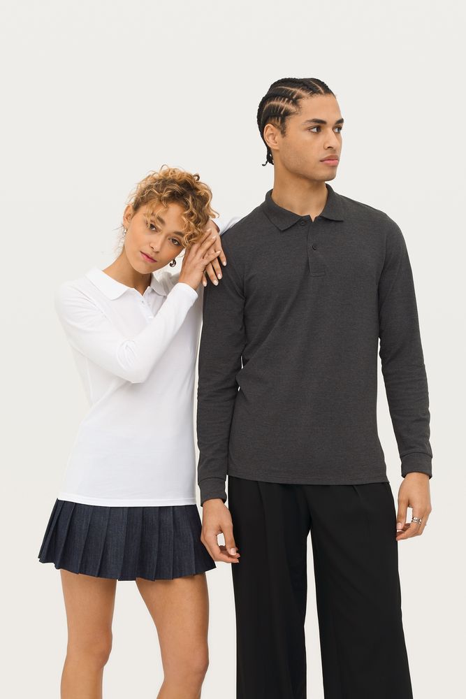 Рубашка поло мужская с длинным рукавом Perfect LSL Men оранжевая, размер 3XL