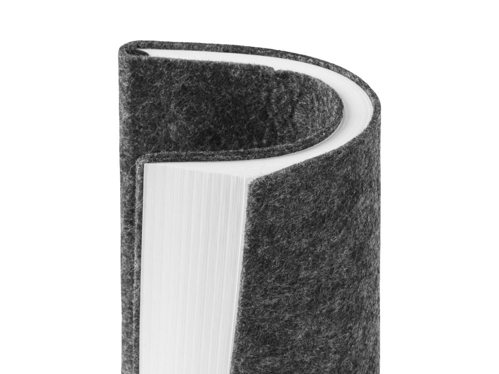 Блокнот из RPET-фетра А5 Felt, гибкая обложка, 80 листов 70 гр/м2 белой бумаги, темно-серый