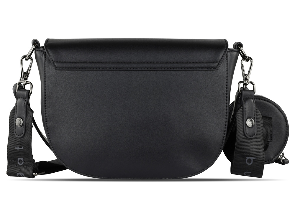 Сумка наплечная женская BUGATTI АЛМАТА | ALMATA, с кошельком, чёрная, полиуретан, 27х6х18,5 см