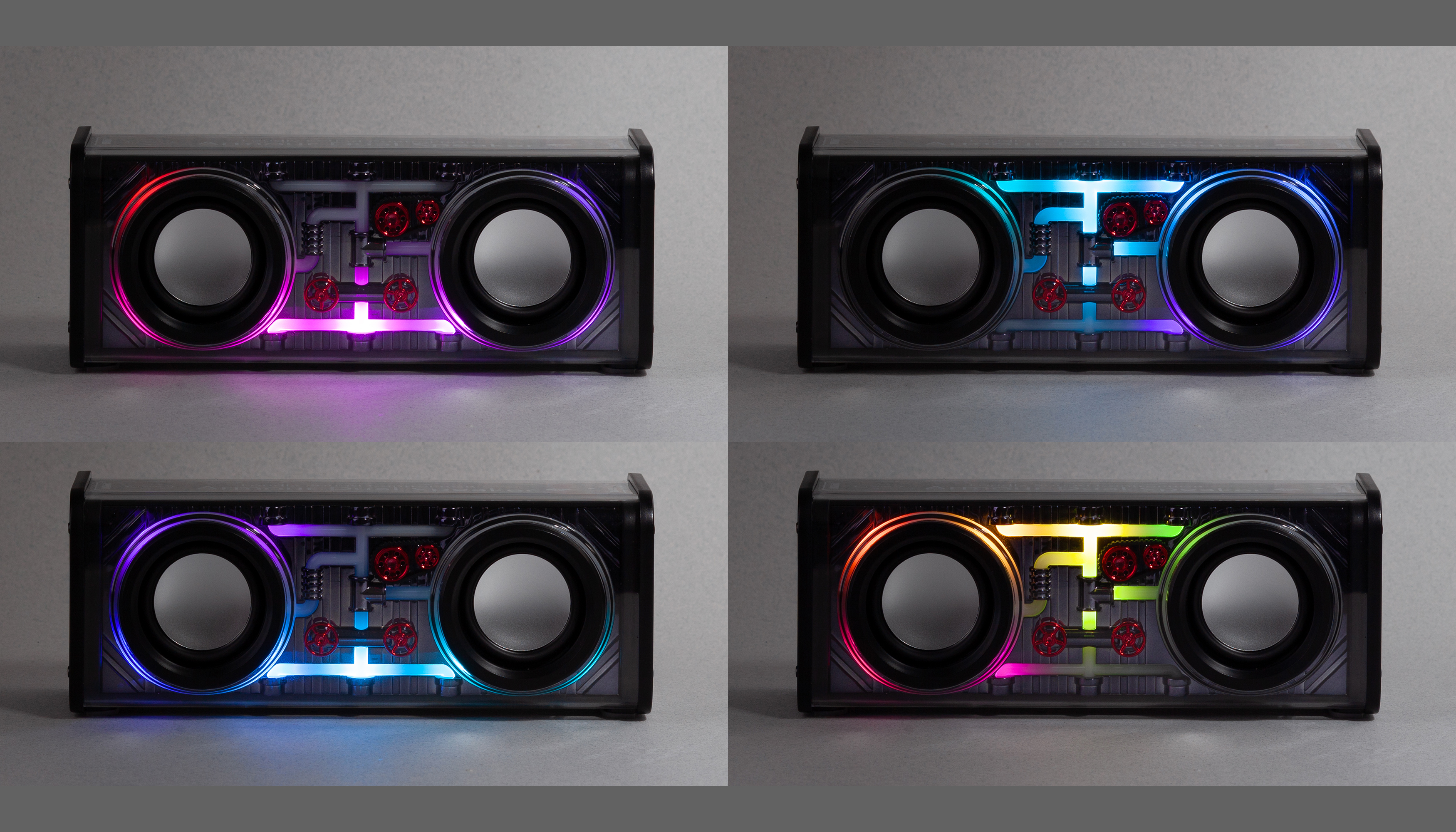 Bluetooth колонка "Buzz Light" 10Вт (2х5Вт) с разноцветной подсветкой-эквалайзером и прозрачным корпусом, черный