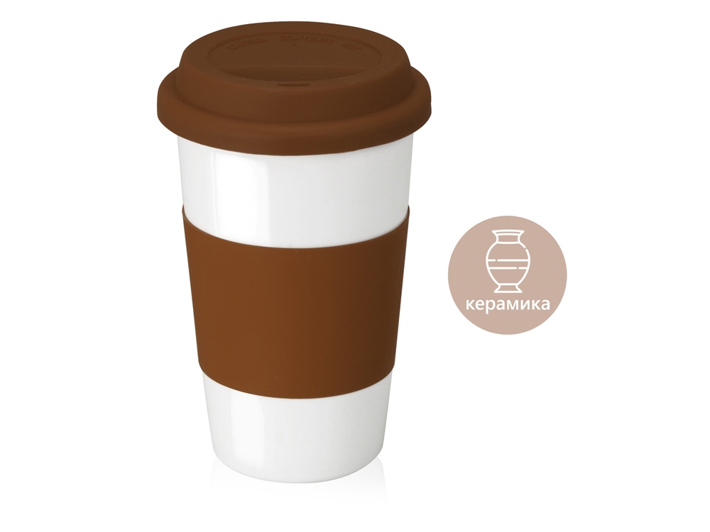 Кружка Нью-Йорк  с силиконовой крышкой и манжетой с логотипом  | Print Logo