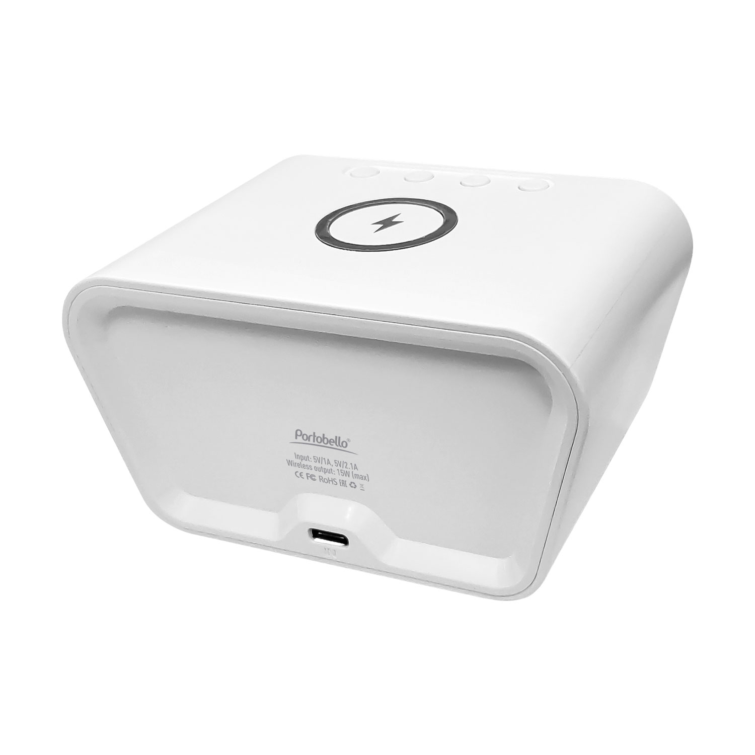 Настольные часы 5в1 с беспроводной зарядкой 15W Tempo фото на сайте Print Logo.