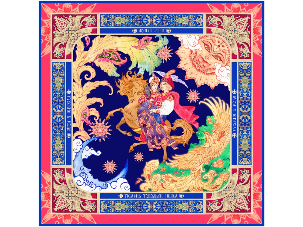 Платок Конёк - Горбунок с логотипом Русские в моде | Print Logo