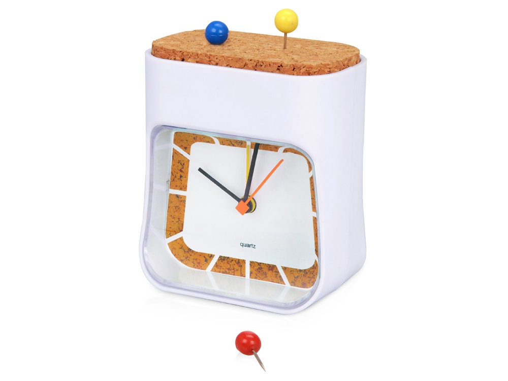 Часы настольные Cork, белый/коричневый