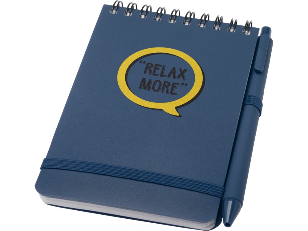 Блокнот Thalaasa формата А6 в твердой обложке из океанического пластика с шариковой ручкой - Синий