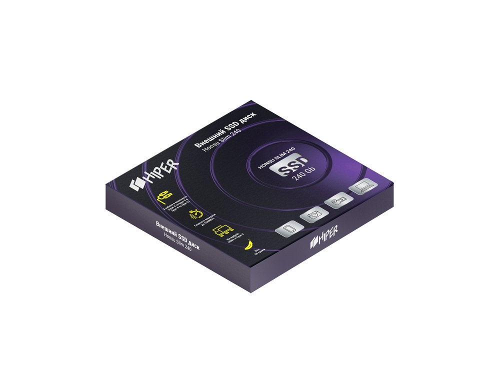 Внешний SSD накопитель Honsu Slim 240 240GB USB3.1 Type-C, Slim, Hiper
