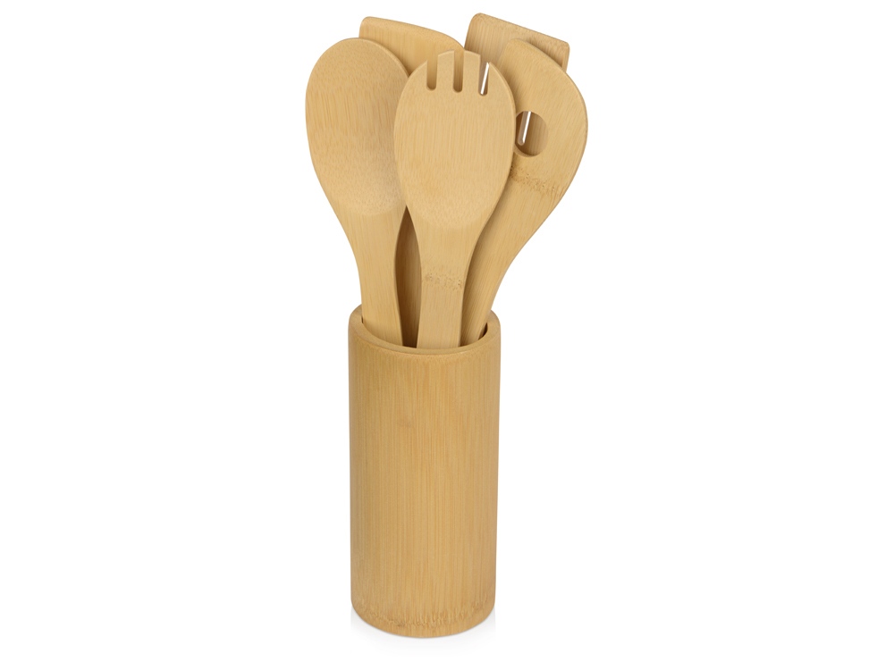 Набор кухонных принадлежностей из бамбука 6в1 Bestie с логотипом Eat&Bite | Print Logo