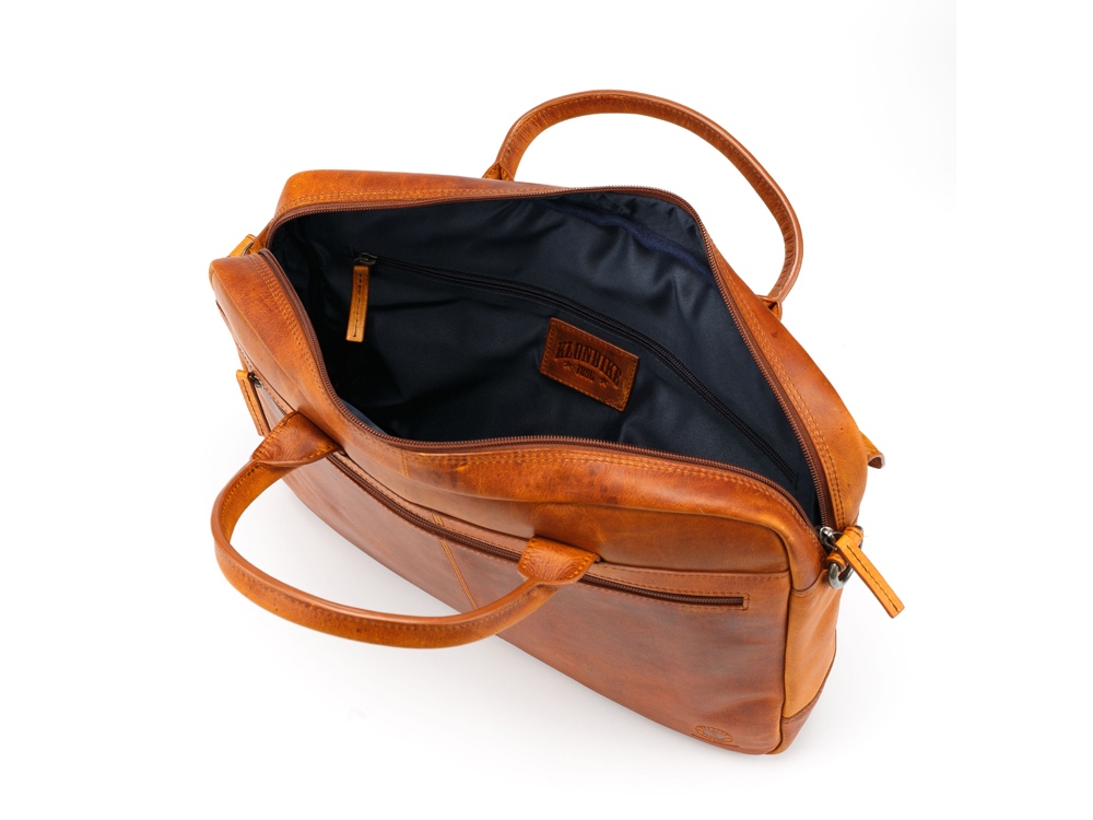 Сумка KLONDIKE DIGGER Carl, натуральная кожа цвета коньяк, 42 x 30 x 9 см