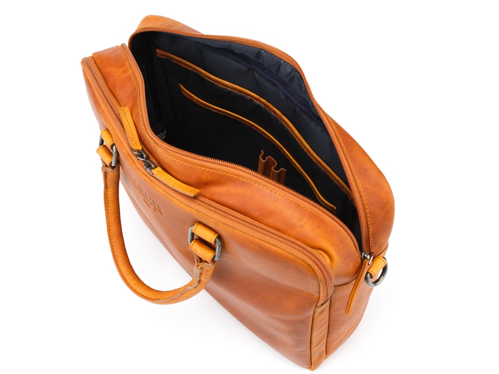 Сумка KLONDIKE DIGGER Earl, натуральная кожа цвета коньяк, 29 x 38 x 9 см