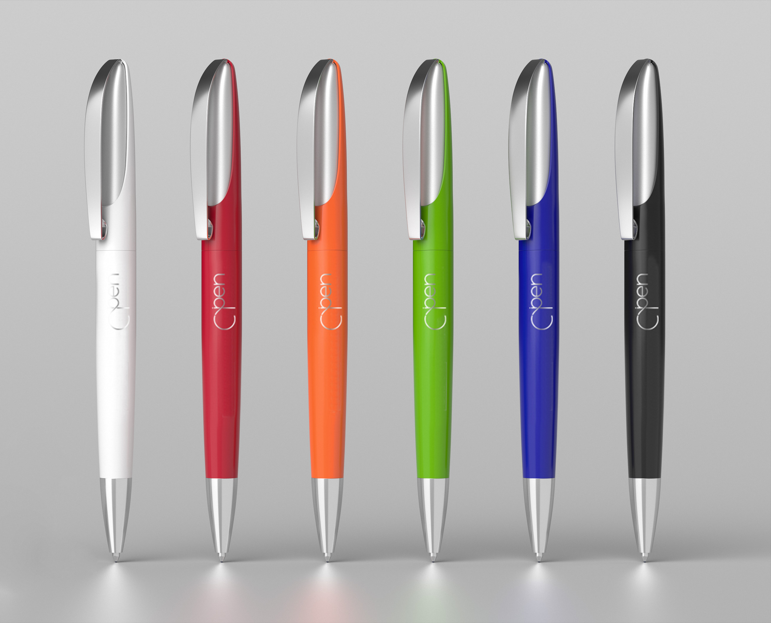 Ручка шариковая "Monica", красный/серебро**#, зеленое яблоко