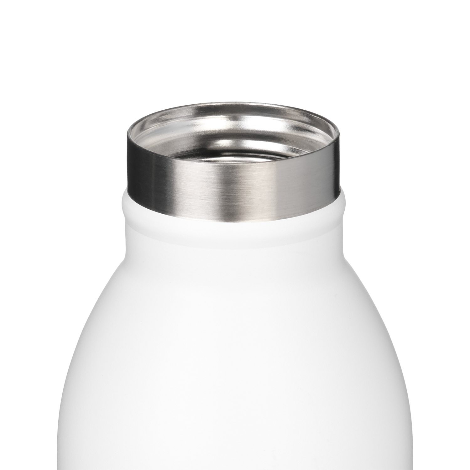 Термобутылка вакуумная герметичная Amore, белая — пример нанесения логотипа (Portobello Термокружки) | Print Logo