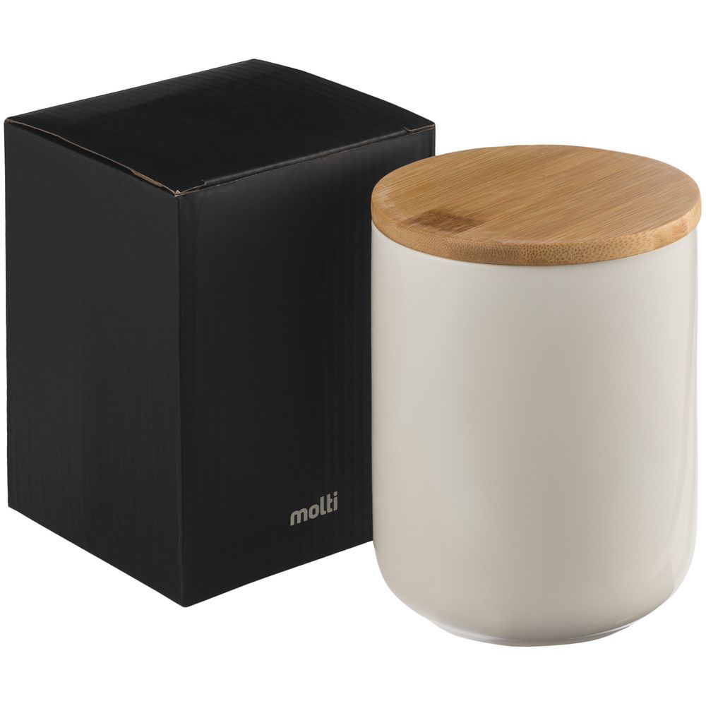 Банка для хранения Bambic с бамбуковой крышкой — пример нанесения логотипа (Molti) | Print Logo