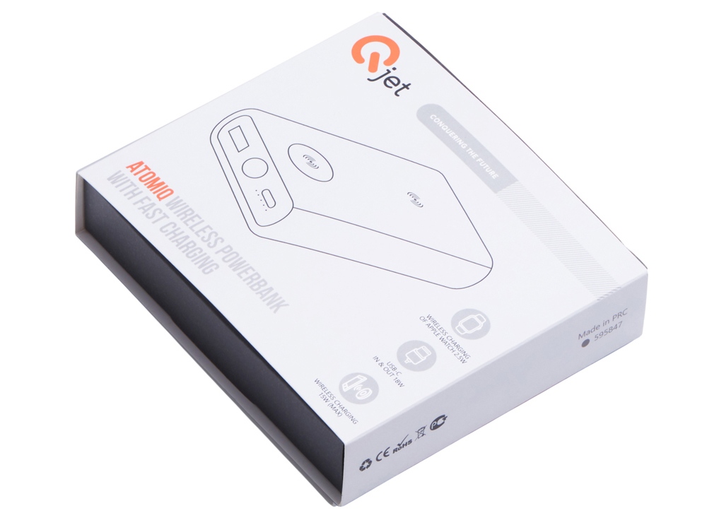 Внешний беспроводной аккумулятор 2-в-1 с функцией зарядки Apple Watch, QC/PD AtomIQ, 10000 мАч, черный