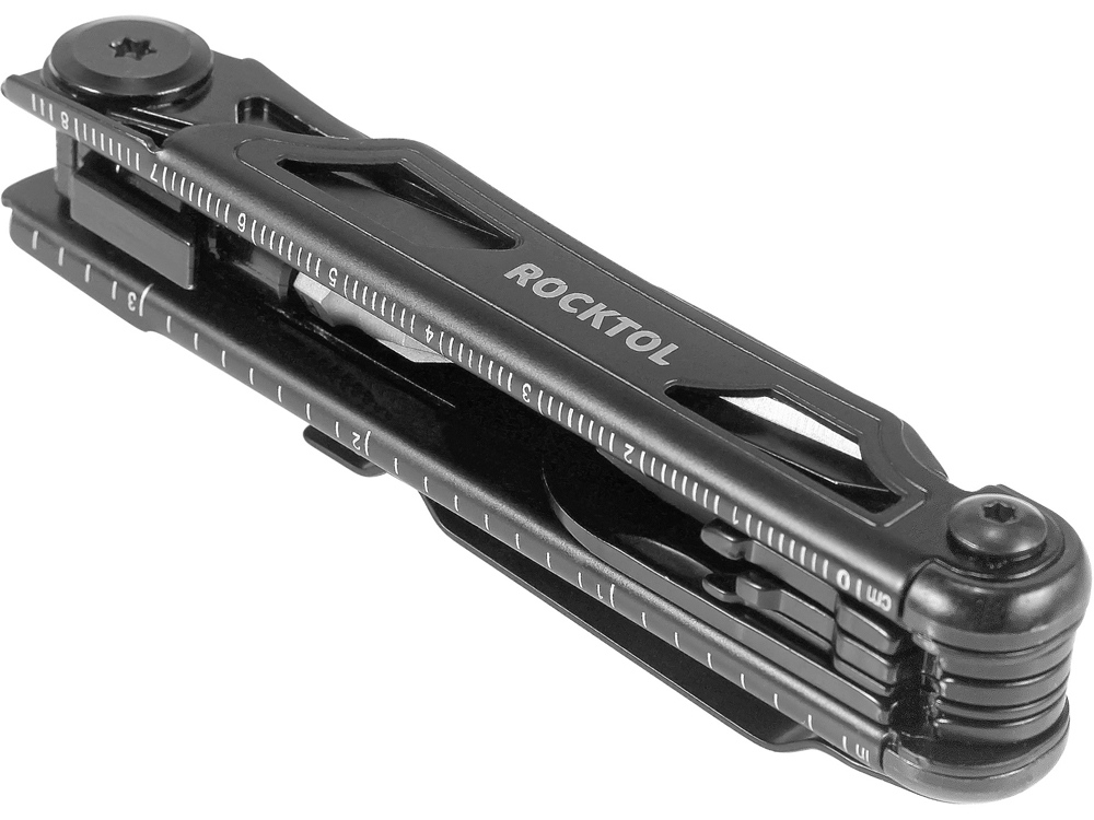 Нож-мультитул Rocktol 12 в 1, кожаный чехол, черный