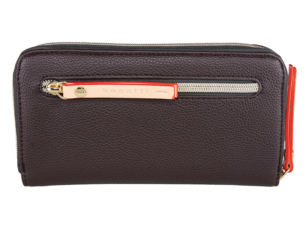 Кошелёк женский BUGATTI ЭЛЛА | ELLA, тёмно-коричневый, полиуретан, 19х2х10 см