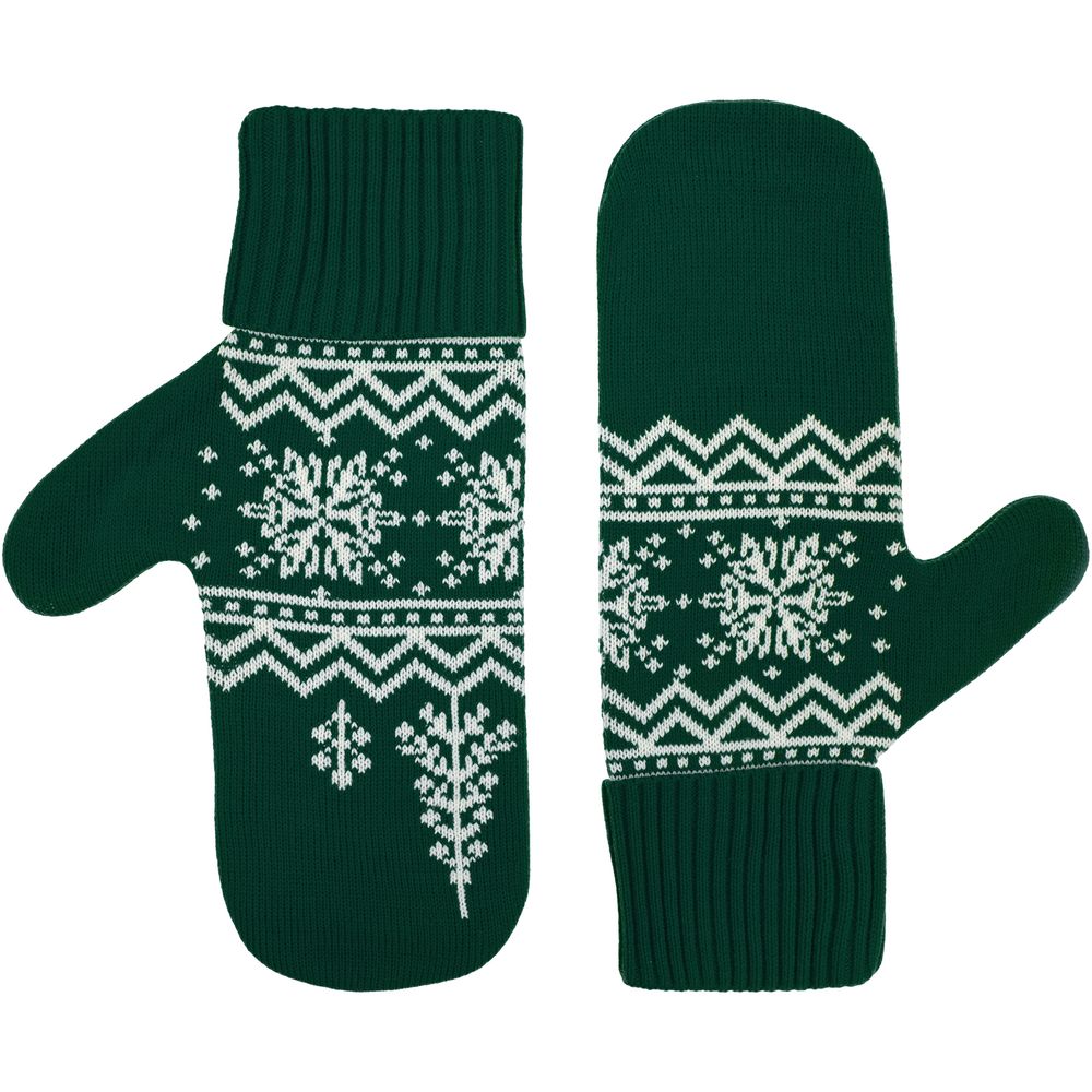 Варежки Elnik, зеленые с молочно-белым, размер L/XL