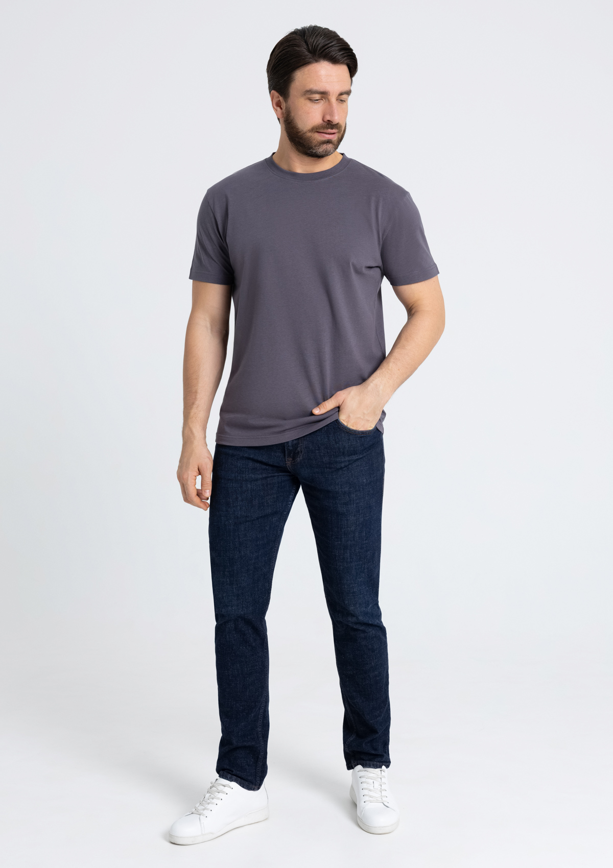 Футболка мужская STAN хлопок 180, 08U, Тёмно-серый,  (100/1)  (56/XXXL)