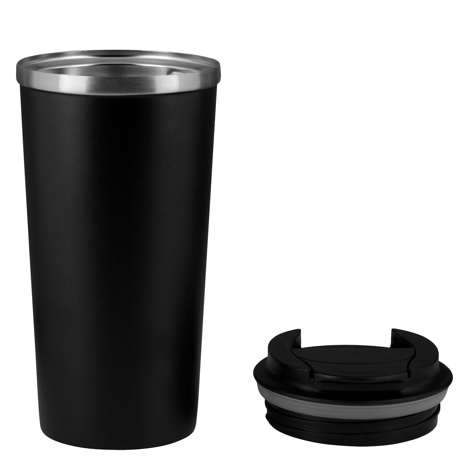 Термокружка вакуумная Палермо (Palermo), серая, гладкая поверхность — пример нанесения логотипа (Portobello Термокружки) | Print Logo