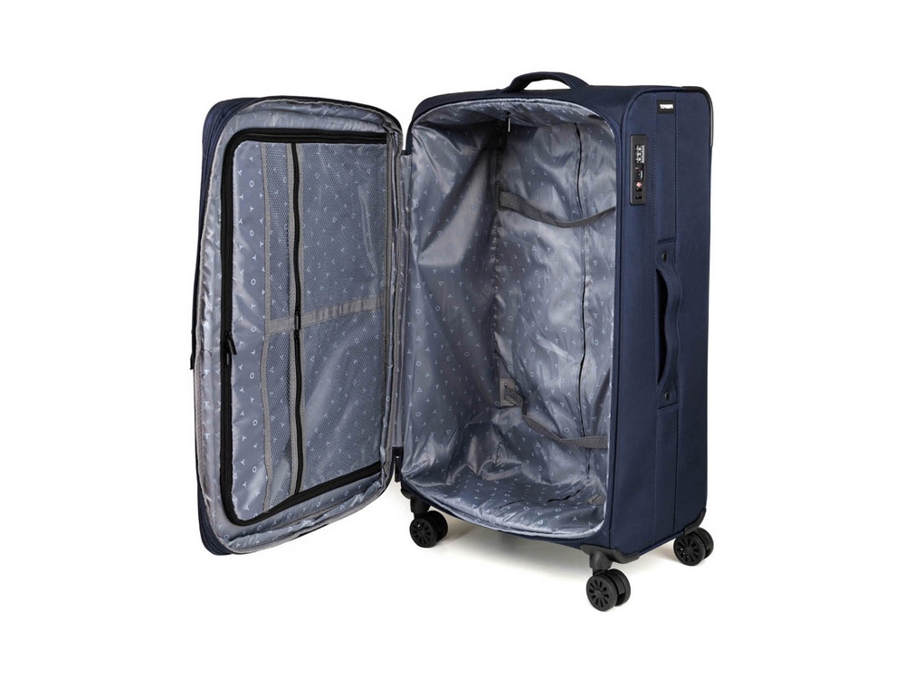 Чемодан TORBER БРОСНО, синий, нейлон 600D, 48 х 30 х 78 см, 85 л