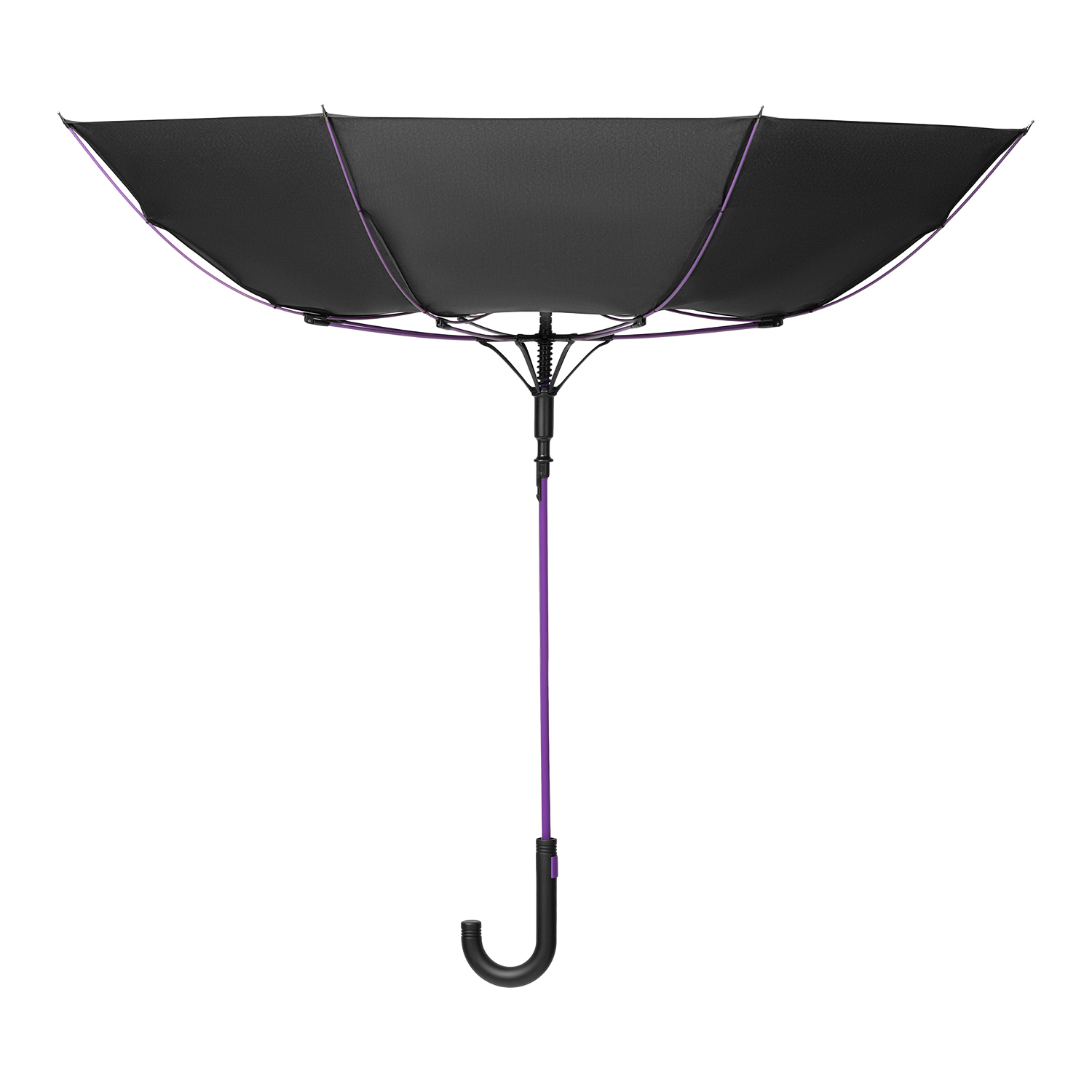 Зонт-трость Квантум (Quantum), черный/оранжевый фото на сайте Print Logo.