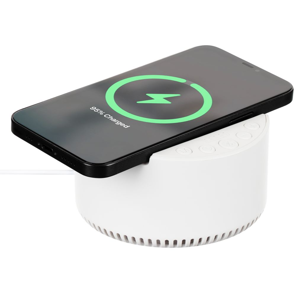 Bluetooth-колонка с беспроводной зарядкой relaxTime с логотипом Indivo | Print Logo