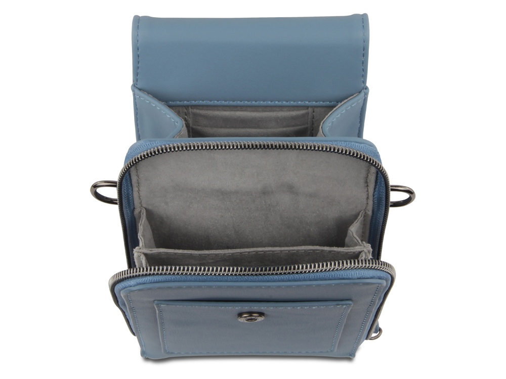 Сумка наплечная BUGATTI АЛМАТА | ALMATA, голубая, полиуретан, 11х4х19 см