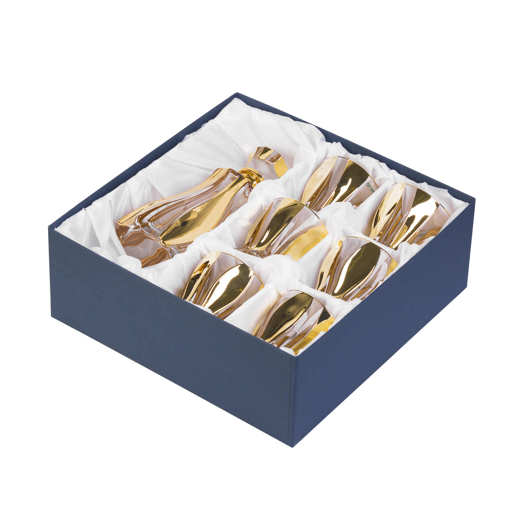 Набор для виски, графин, 6 стаканов, золотистый