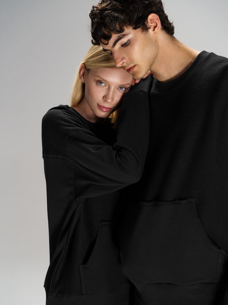 Свитшот оверсайз унисекс Vozduh, черный, размер M/L