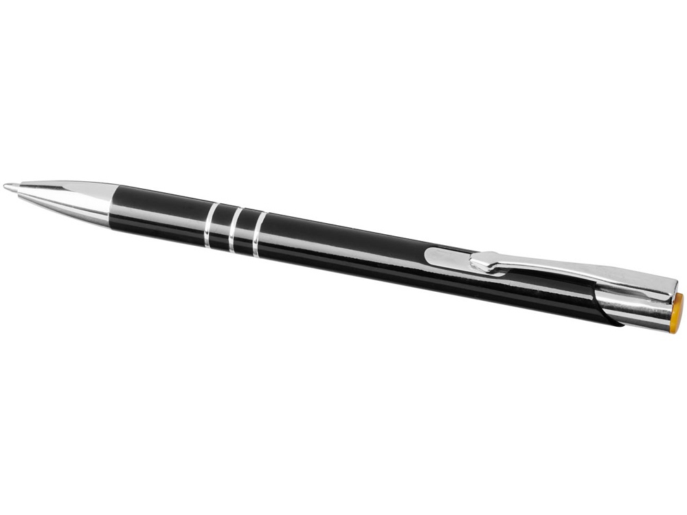 Ручка металлическая шариковая Moneta с цветной кнопкой, черный/оранжевый