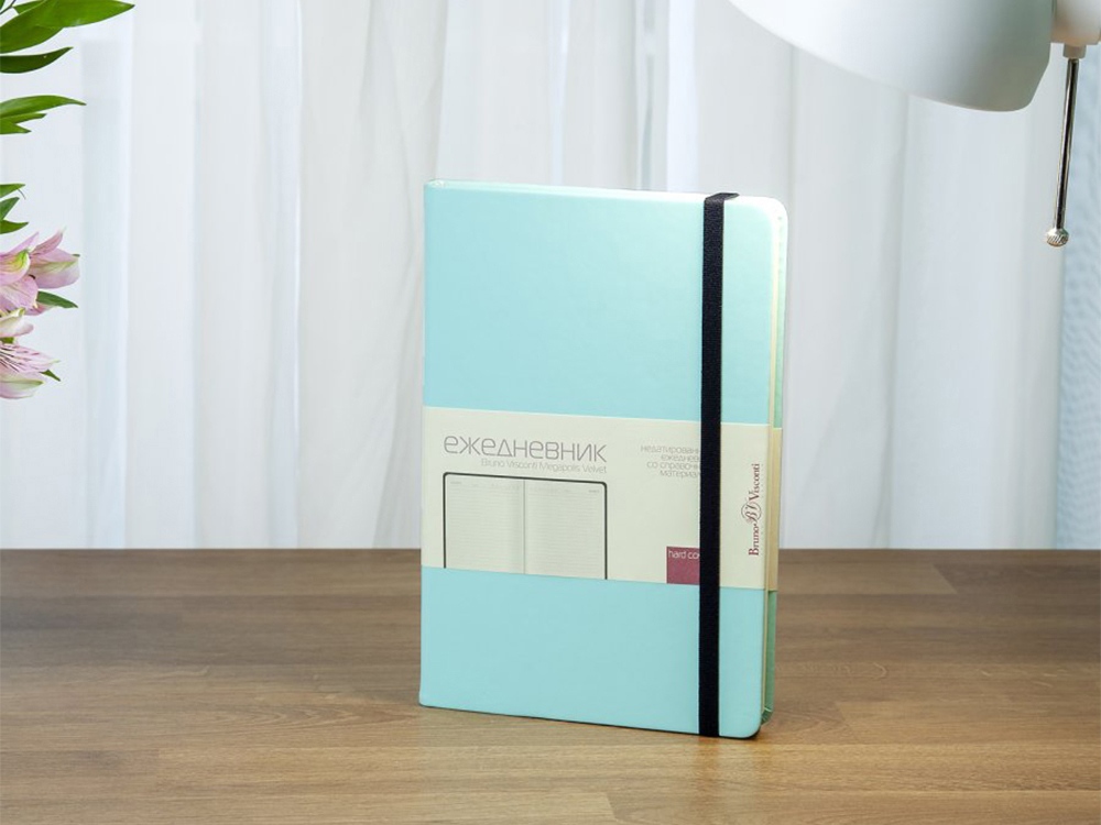 Ежедневник А5 недатированный Megapolis Velvet, зефирный мятный